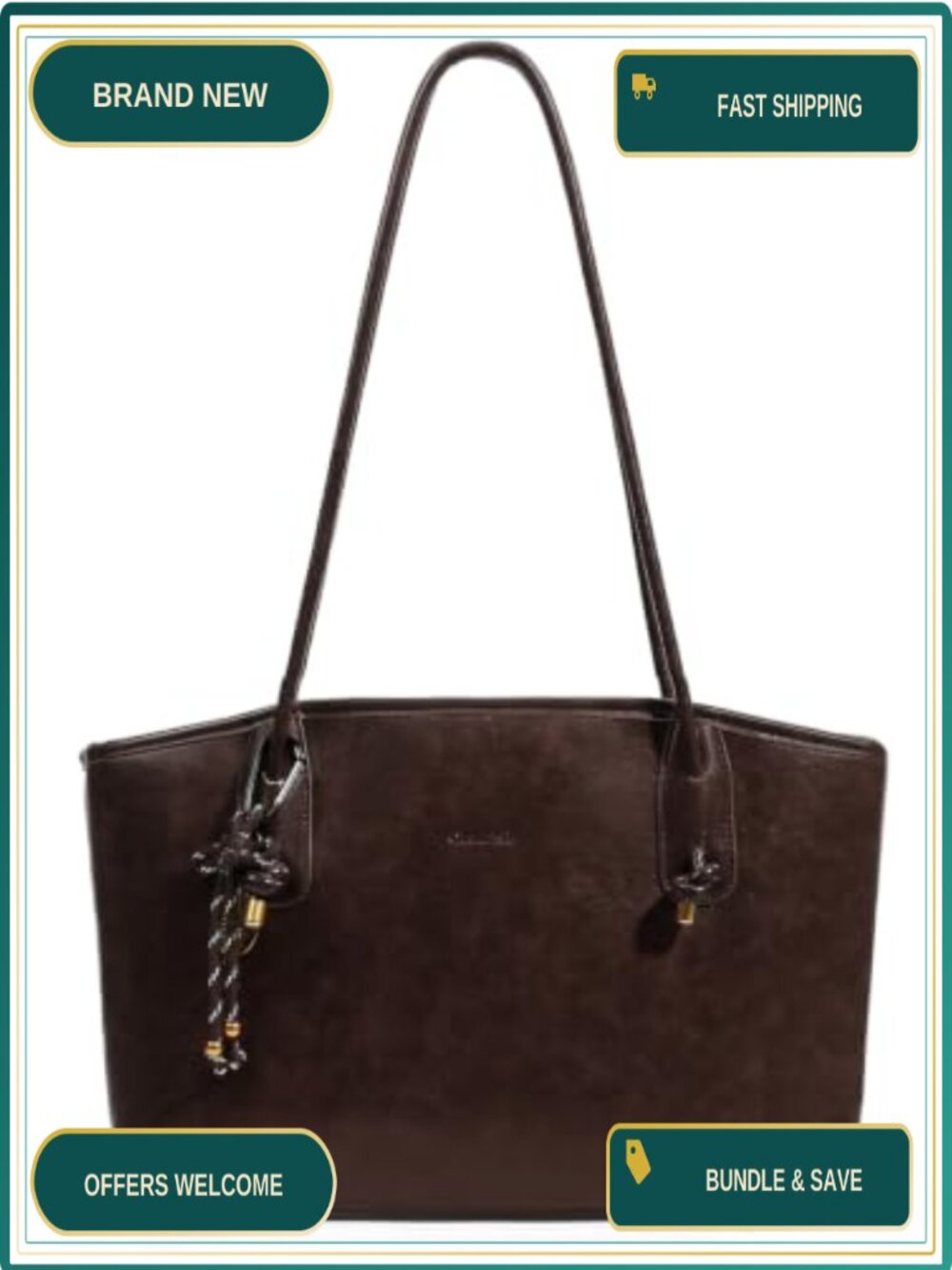 Faux Leather Shoulder Bag Women Retro Fall Handbag with Zipper